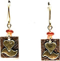 Silver Forest Heart & Wave in Square Earrings