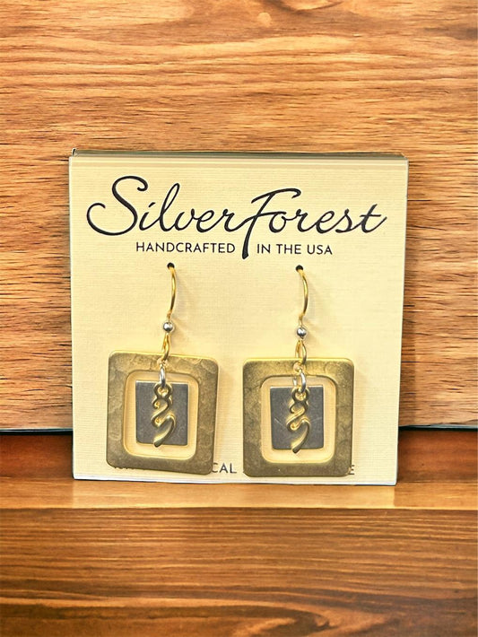 Silver Forest Squares and Squiggles Earrings