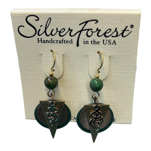 Silver Forest Layered Shapes and Swirls Earrings