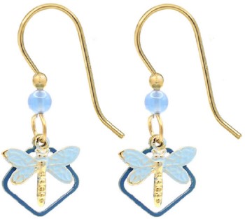 Silver Forest Dragonfly in Soft Diamond Earrings