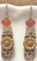 Silver Forest Flower on Scroll Earrings
