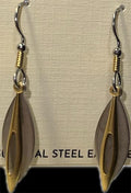 Silver Forest Layered Football Shapes w/Wire Wrap Earrings