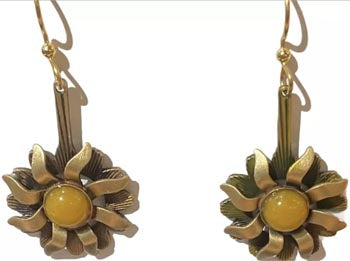 Silver Forest Abstract Sun Drop Earrings