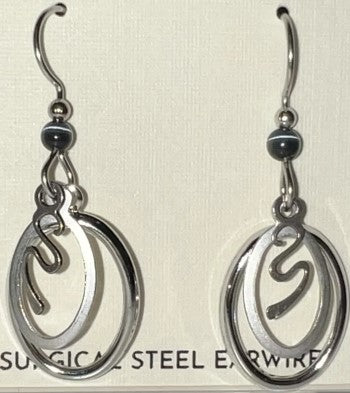 Silver Forest Silver Squiggle in Open Ovals Earrings