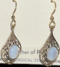 Silver Forest Filigree & Oval Stone Earrings