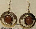 Silver Forest Hammered Frame & Oval Stone Earrings