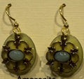 Silver Forest Blue Stone On Filigree & Oval Earrings