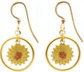 Silver Forest Sunflower In Open Circle Earrings