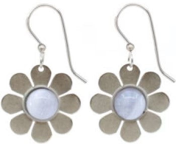 Silver Forest Fun Flower w/Stone Earrings