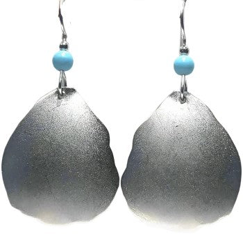 Silver Forest Modern Teardrop w/Turquoise Bead Earrings