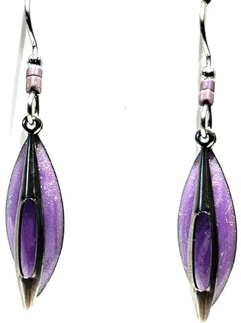 Silver Forest Purple/Silver Layered Shapes Earrings