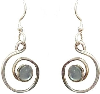 Silver Forest Silver Coil w/Stone Earrings