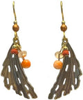 Silver Forest Feather Look w/Beads Earrings