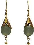 Silver Forest Fancy Green Bead Drop Earrings