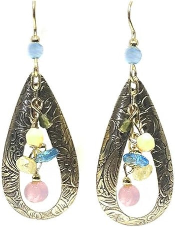Silver Forest Bead Cascade In Teardrop Earrings