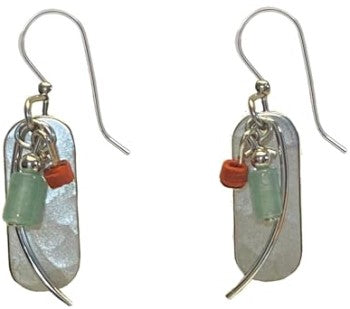 Silver Forest Soft Rectangle w/Wisp & Beads Earrings