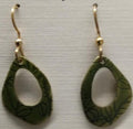 Green Organic Shape with Leaf Design Silver Forest Earrings