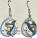 Silver Forest Blue Hummingbird In Teardrop Earrings