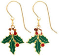 Silver Forest Holly Leaf & Berries Earrings