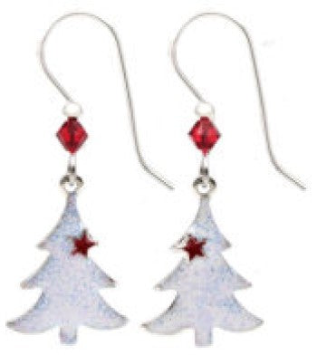 Silver Forest Sparkling Holiday Tree Earrings