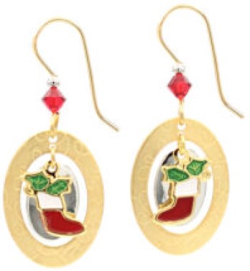 Silver Forest Stocking In Textured Oval Earrings