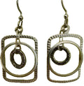 Silver Forest 2 Circles In Rectangle Earrings