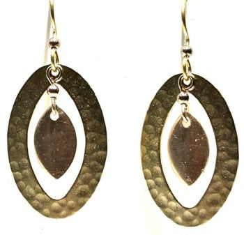 Silver Forest Football in Hammered Oval Earrings