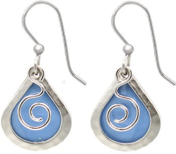 Silver Foredt Silver & Blue Tears with Coil Earrings