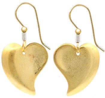 Silver Forest Gold Contemporary Heart Earrings