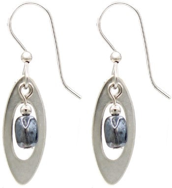 Silver Forest Open Oval w/Bead Earrings