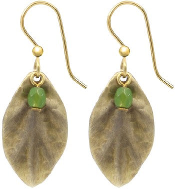 Silver Forest Life Like Leaf & Bead Earrings