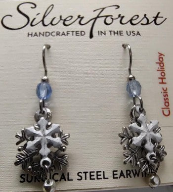 Silver Forest White & Silver Snowflake Earrings