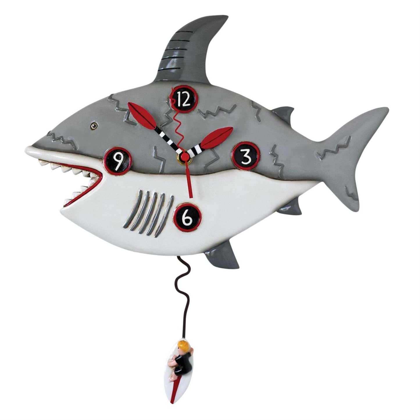 Surf at Your Own Risk Shark Pendulum Clock