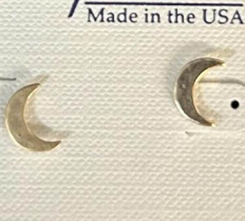 Crescent Moon Gold Post Spirit by Silver Forest Earrings