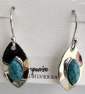 Silver Teardrop with Turquoise Marquise Spirit by Silver Forest Earring