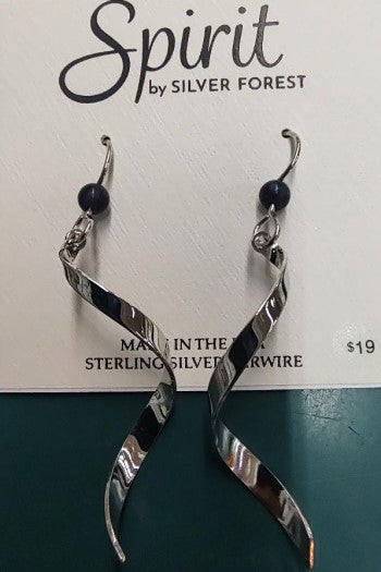 Spirit by Silver Forest Silver Ribbon Curl & Bead Earrings