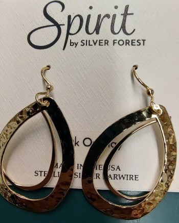 Spirit by Silver Forest Gold Hammered Teardrop & Curl Earrings