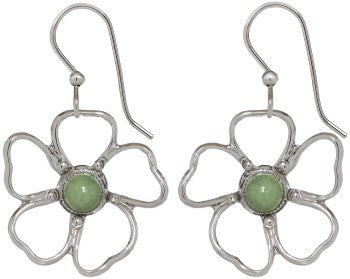 Spirit by Silver Forest Open Flower w/Green Stone Earrings