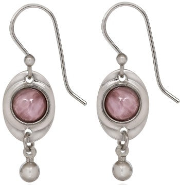 Spirit by Silver Forest Pink Stone In Oval Frame Earrings