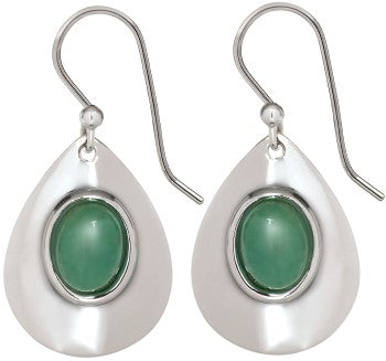 Spirit by Silver Forest Silver Teardrop w/Green Stone Earrings