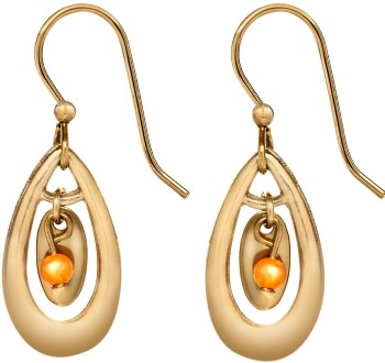 Spirit by Silver Forest Open Gold Tear w/Oval Drop Earrings