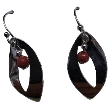 Spirit by Silver Forest Organic Shape & Red Bead Earrings