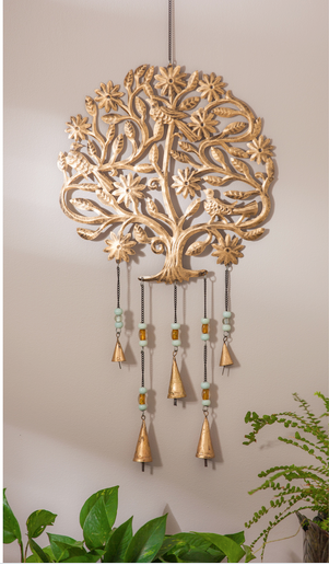 Golden Tree of Life Garden Bells