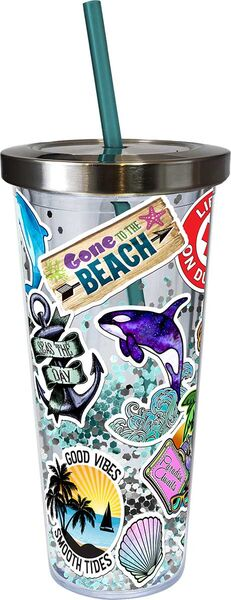 Nautical Sticker Art Glitter Cup