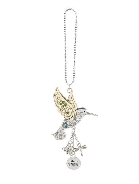 Hummingbird Silver and Gold Car Charm