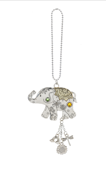 Elephant Silver and Gold Car Charm