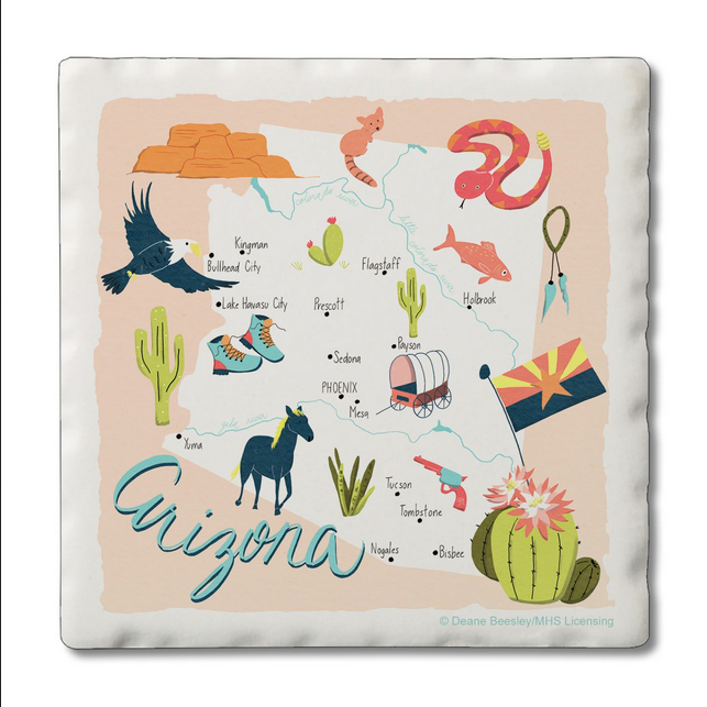 ARIZONA- Home State Home Coasters 4pk/set