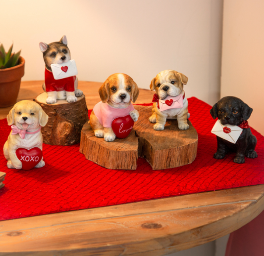 Valentines Day Resin Dog Figurines