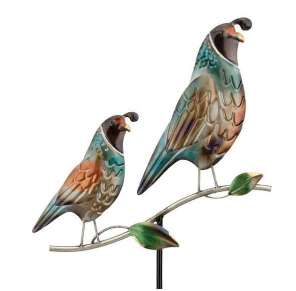 Quail Mama & Baby Garden Stake