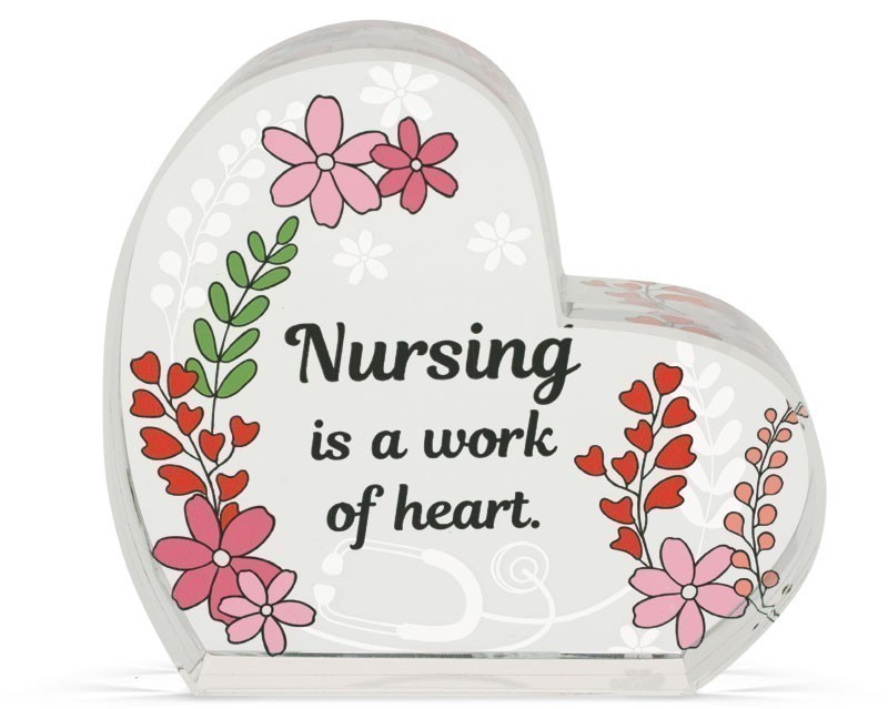 Nursing is a Work of Heart Glass Plaque